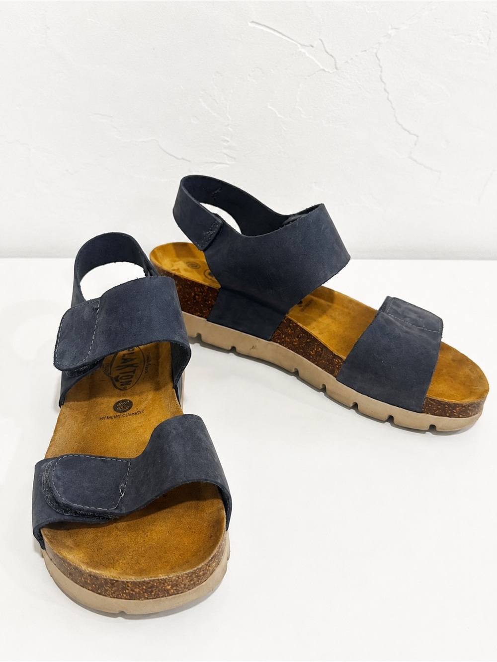 Plakton Dark Slate Blue Compi Leather Sandals Comfort Platform  EU 38 7/7.5